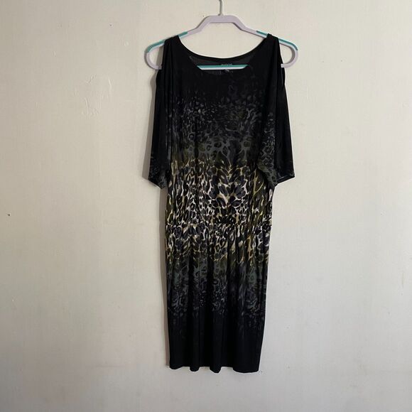 EnFocus Studio Cold-Shoulder Animal Print Mini Dress: Size Medium - Picture 6 of 10